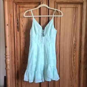 Mint green embroidered dress